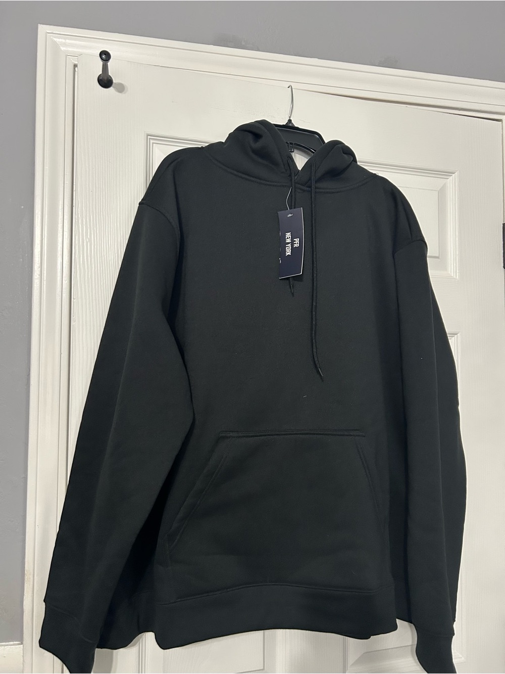 Men's Black Pullover Hoodie with Kangaroo Pocket